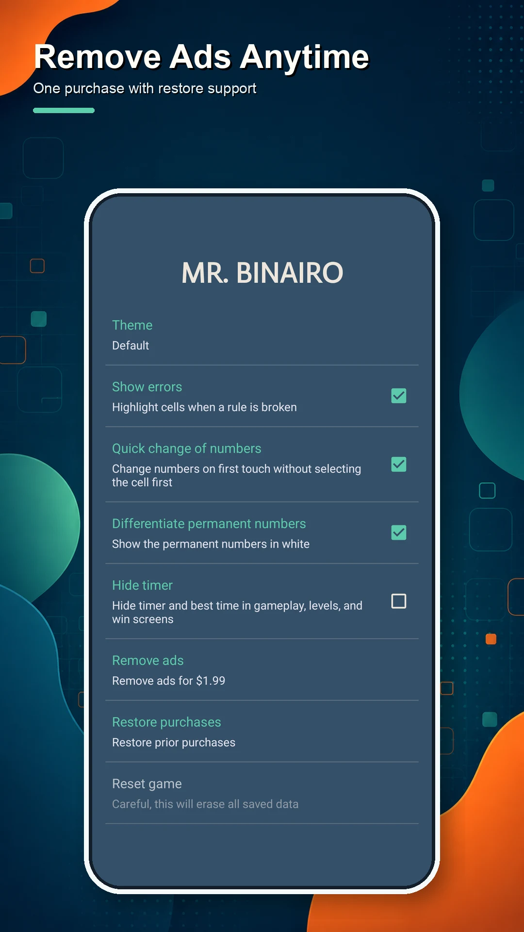 Mr. Binairo - Binary Sudoku screenshot